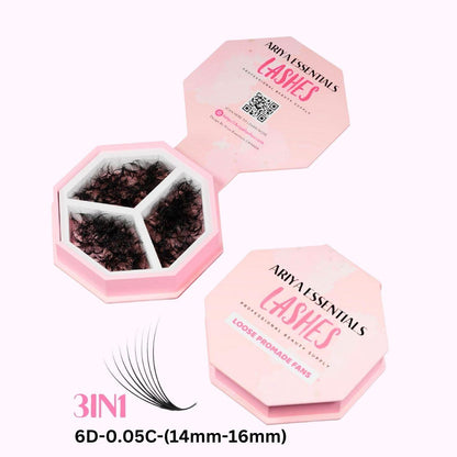 3IN1 Promade Mixed 500 Fans | 6D-0.05C-(14mm-16mm) - Ariya Lashes