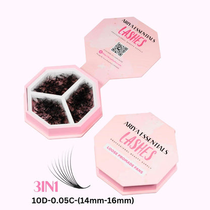 3IN1 Promade Mixed 500 Fans | 10D-0.05C-(14mm-16mm) - Ariya Lashes