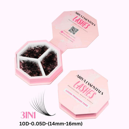 3IN1 Promade Mixed 500 Fans | 10D-0.05D-(14mm-16mm) - Ariya Lashes