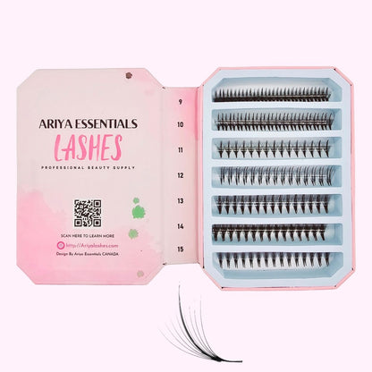 Premium Promade Wispy Eyelash Extensions Fan | 9D-0.05 C 9mm-15mm - Ariya Lashes